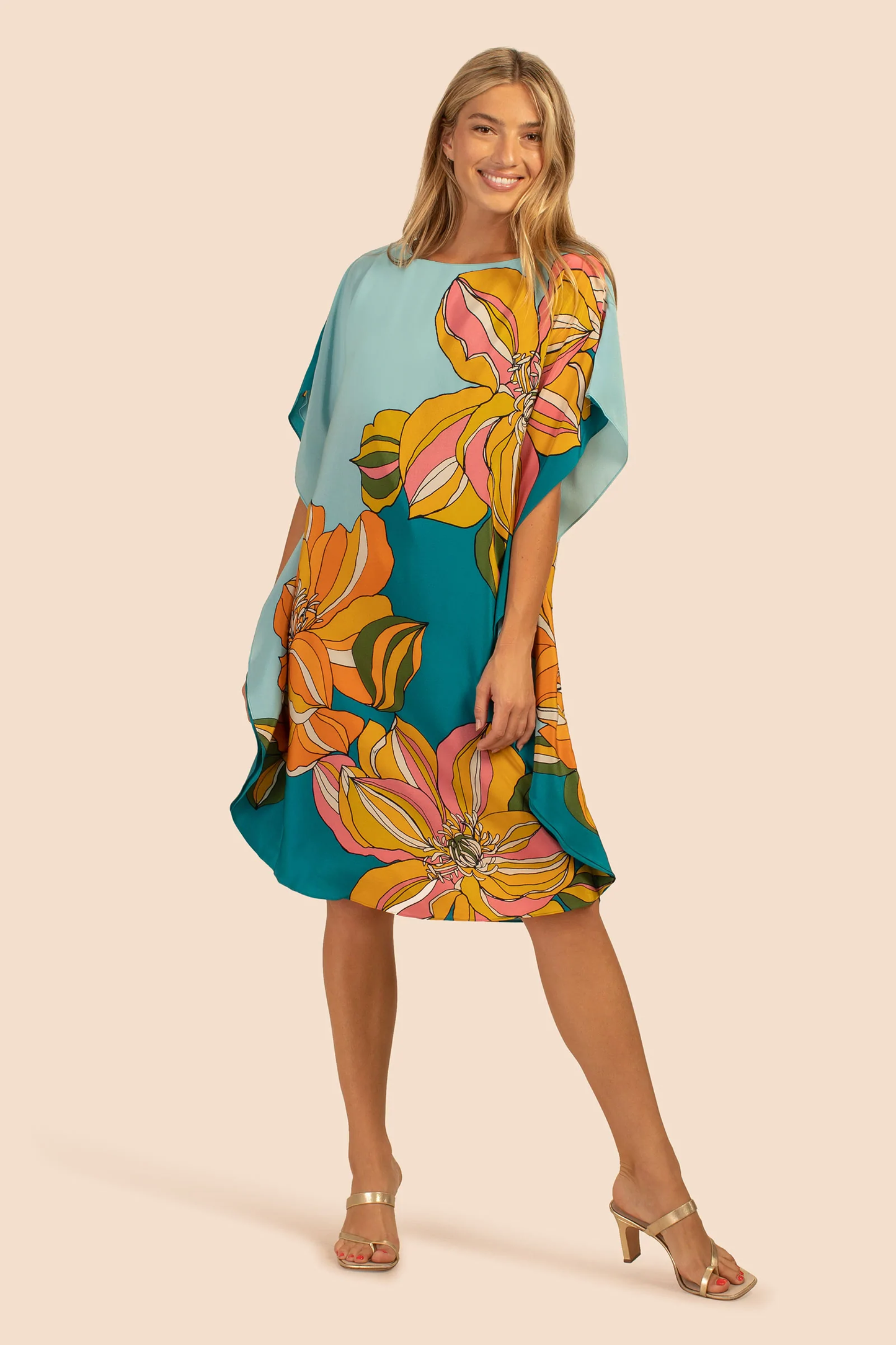 Silk Crepe Floral Print Tunic Top