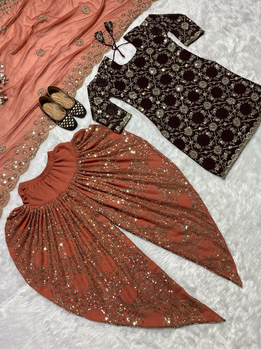 Punjabi Style Sequence Work Black Color Dhoti Suit