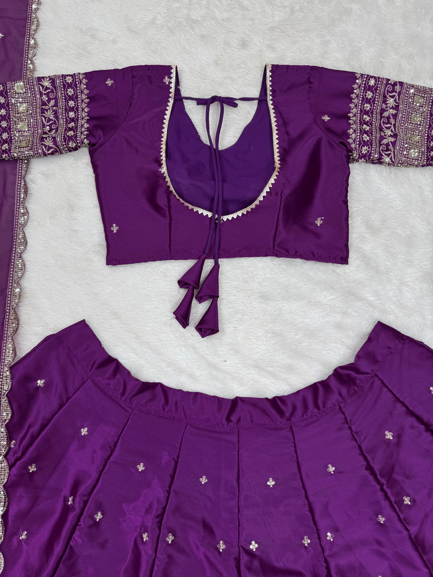 Satin Silk Sequence Work Purple Color Lehenga Choli