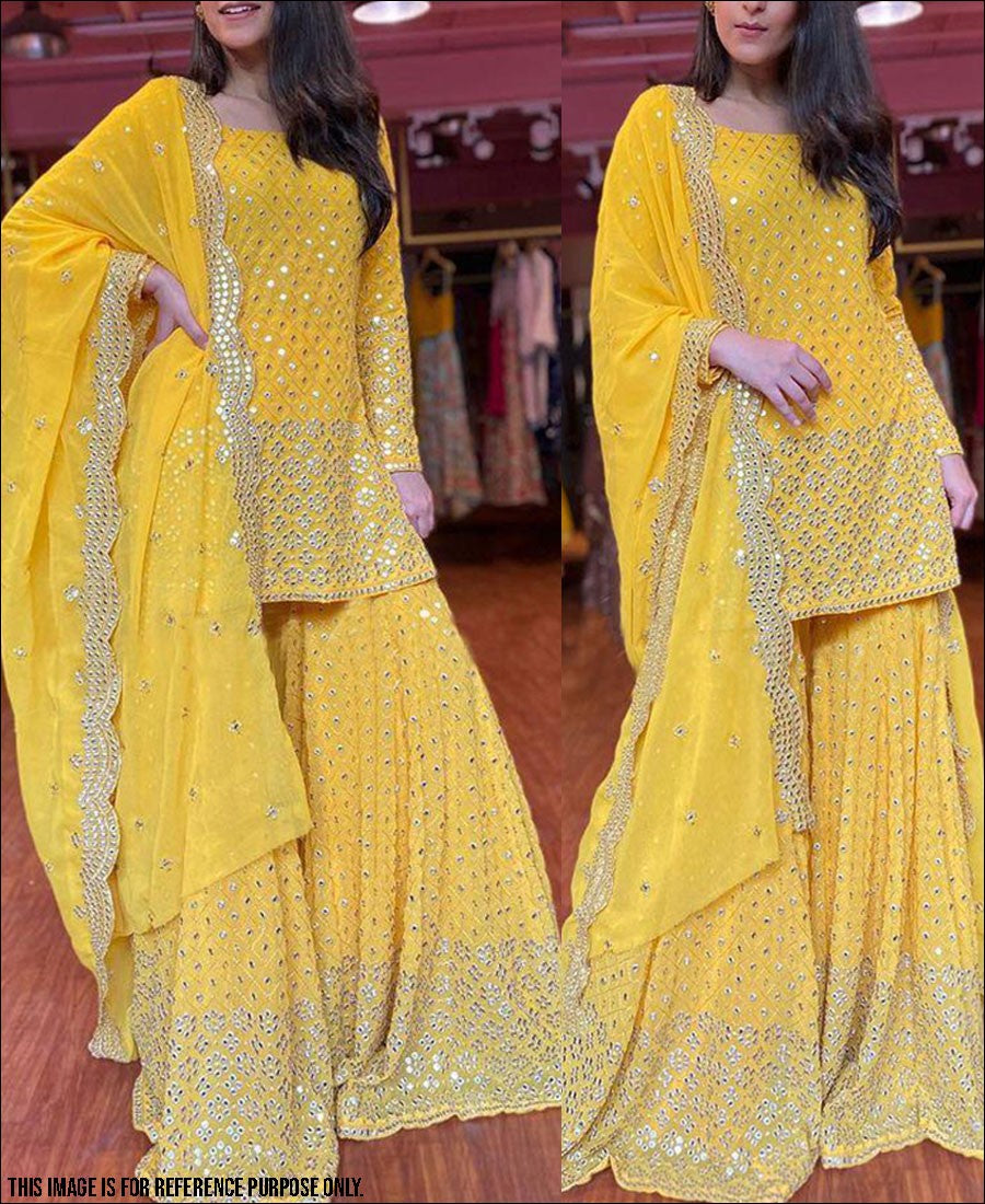 MULMUL-PIMA-SATIN-PERIYAR-YELLOW-SHARARA-SUIT