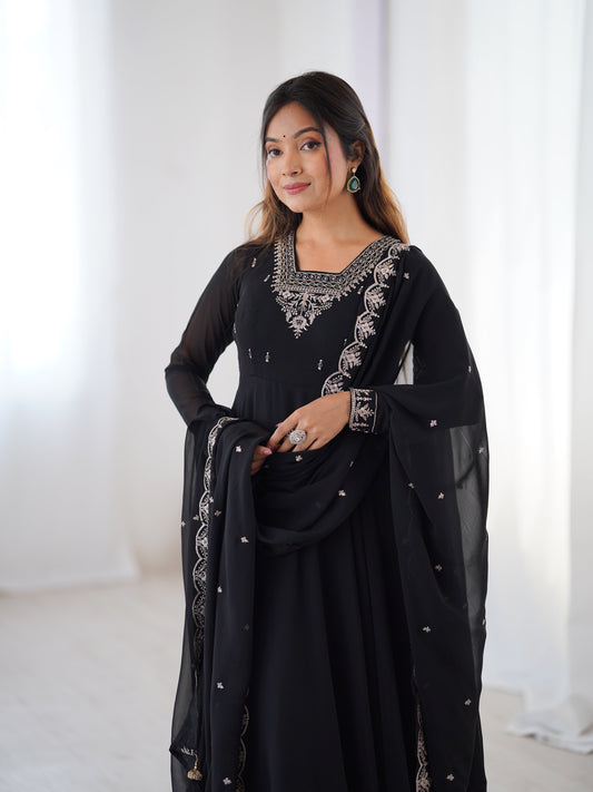 Adorable Black Color Anarkali Gown