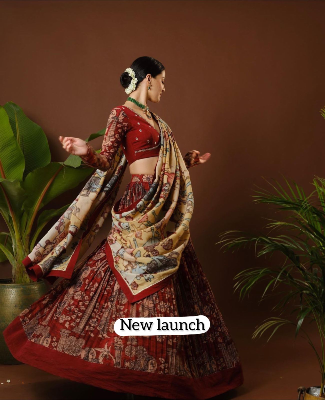 Flattering Red Color Kalamkari Print Lehenga Choli