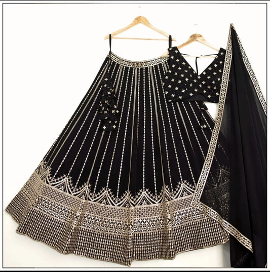 Black color Sequence Embroidery work Designer Lehenga Choli