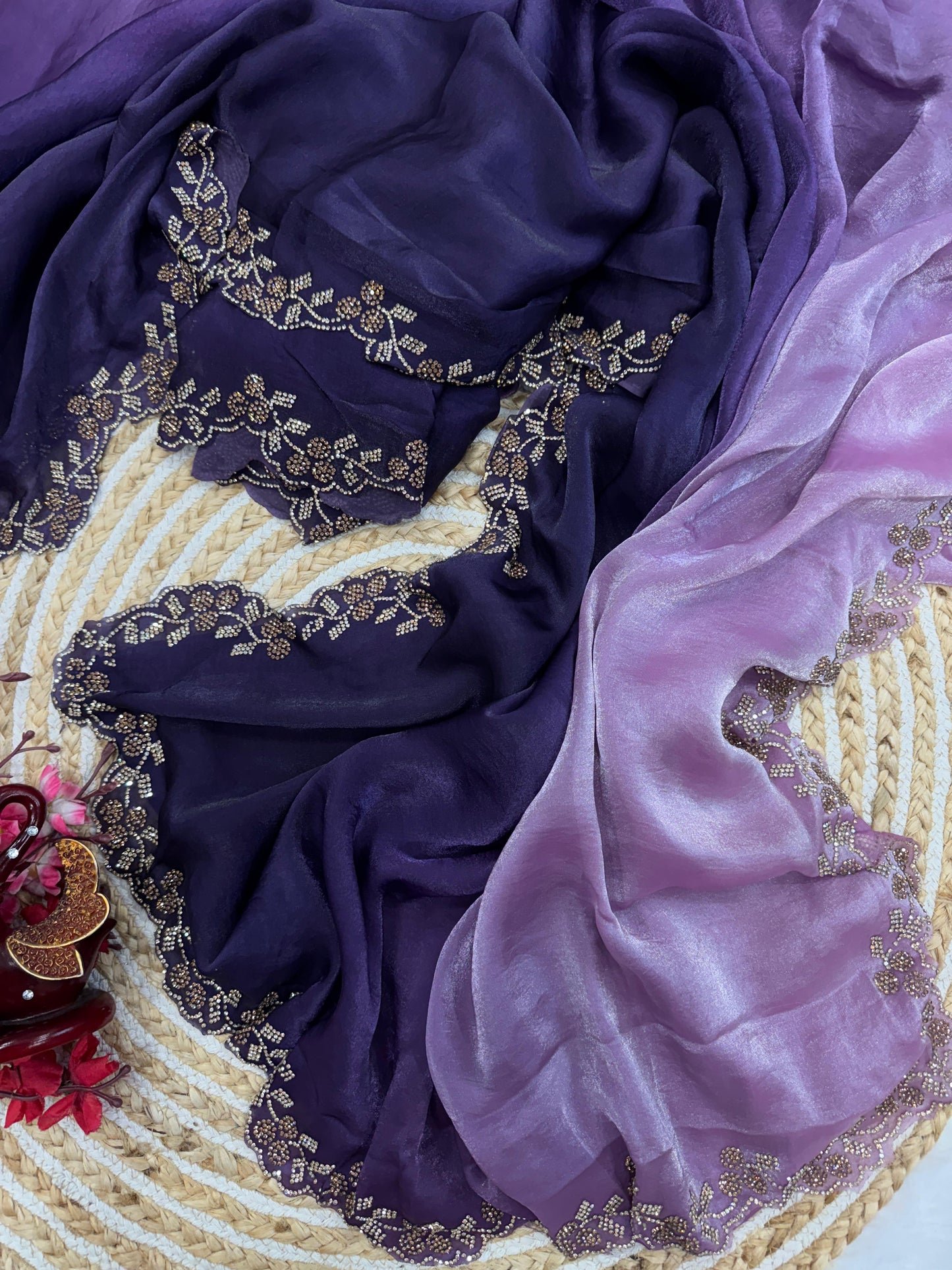 Double Shaded Lavender And Purple Color Silk Saree