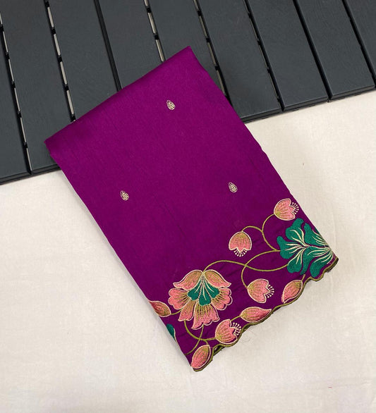 Ravishing Tussar Silk Purple Color Saree