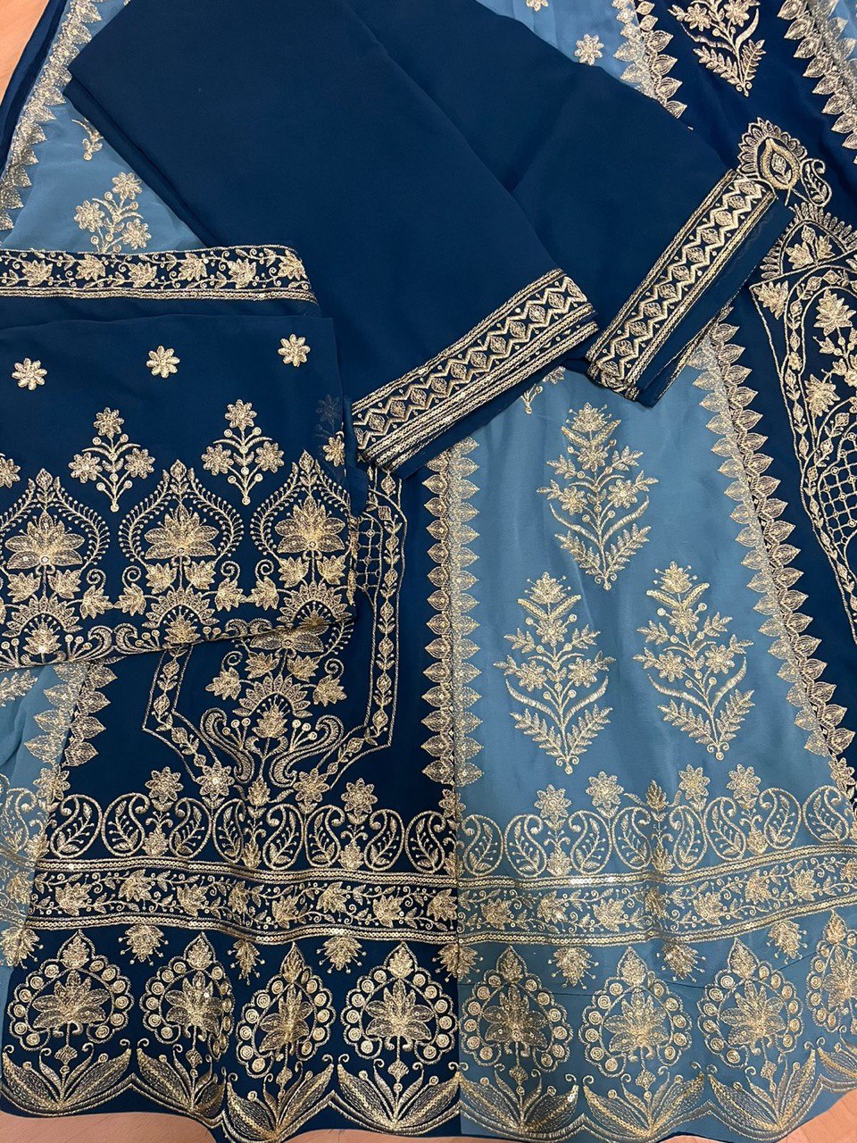 Blue Color Sequence & Zari Embroidery Work Designer Wedding Lehenga Choli