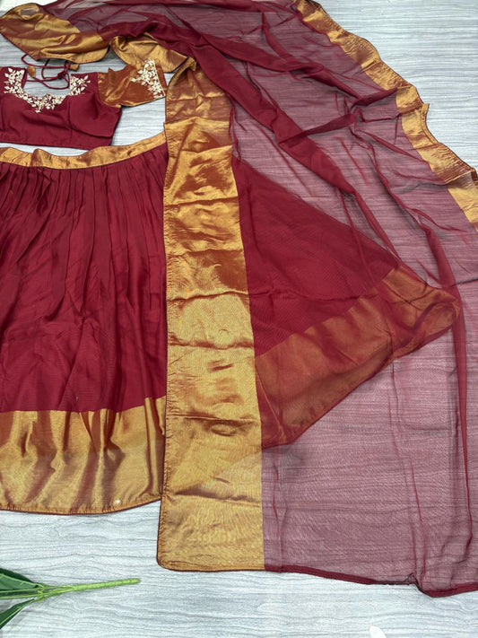 Function Wear Red Color Chiffon Jari Patta Lehenga Choli