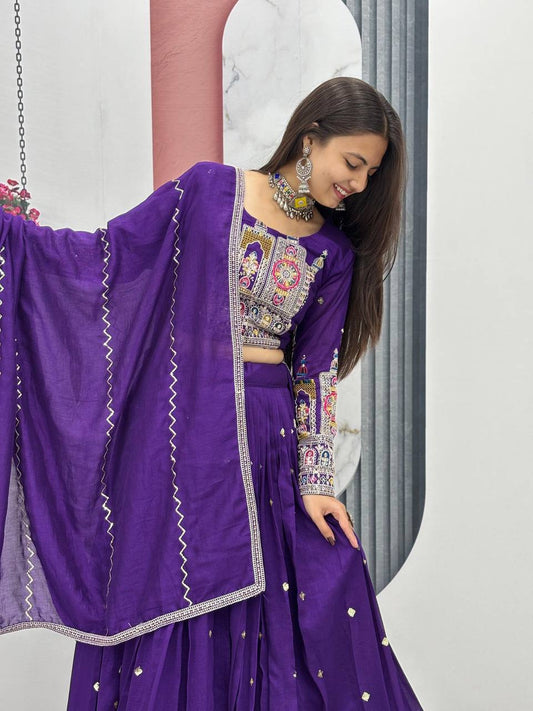 Occasion Wear Sequence Work Purple Color Lehenga Choli