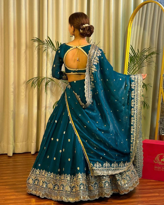 Wedding Wear Heavy Work Blue Color Lehenga Choli
