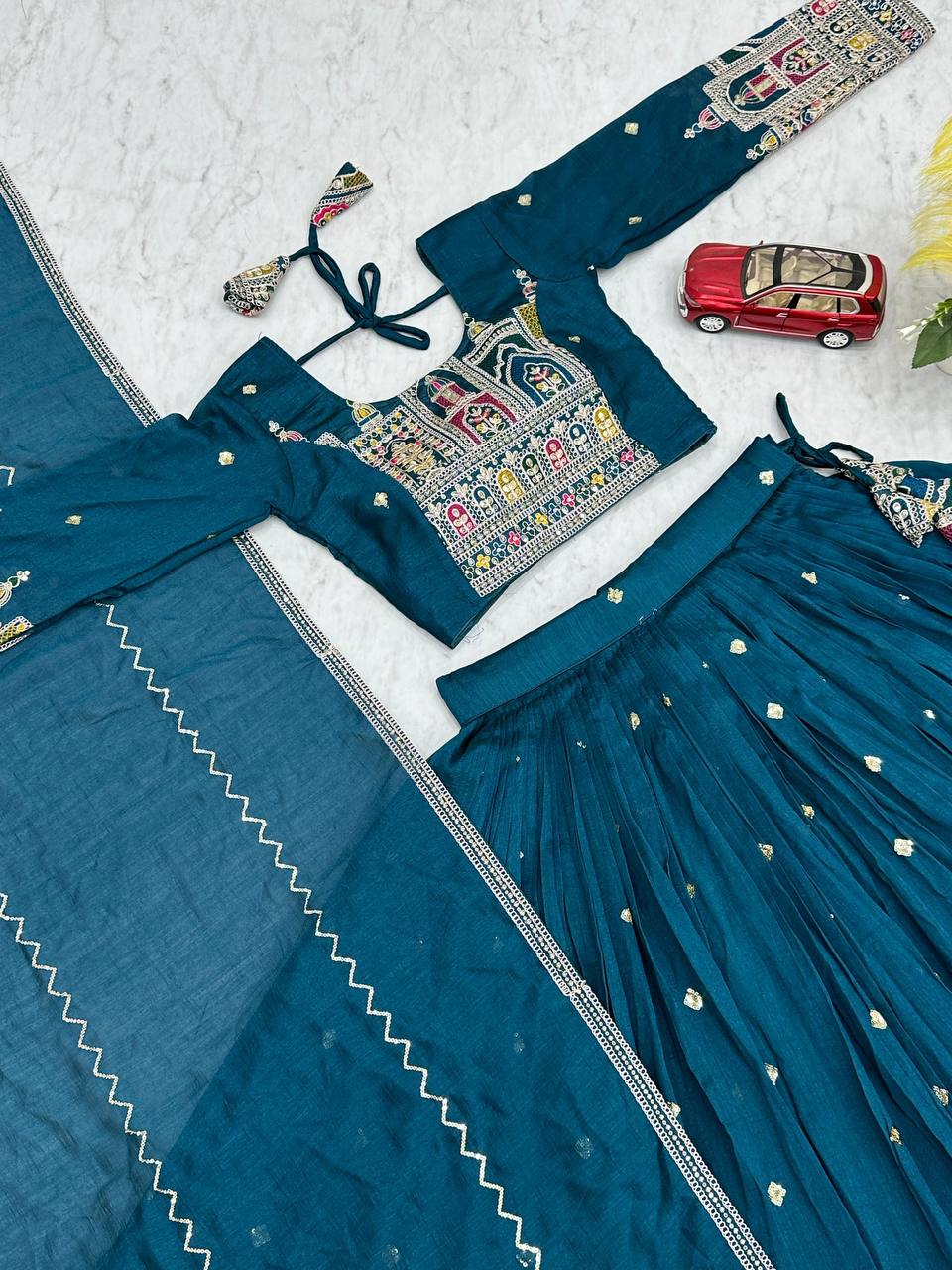 Occasion Wear Sequence Work Teal Blue Color Lehenga Choli