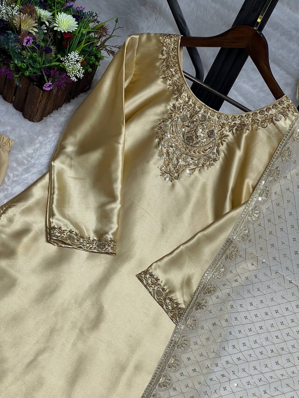 Elegant Sequence Work Off White Color Salwar Suit