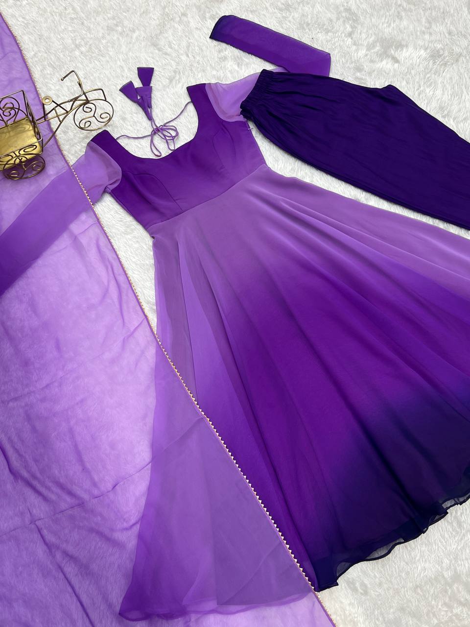 Elegant Georgette Purple Color Anarkali Suit