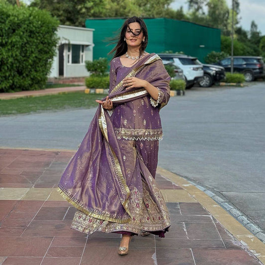 Good Looking Sequence Work Lavender Color Sharara Suit