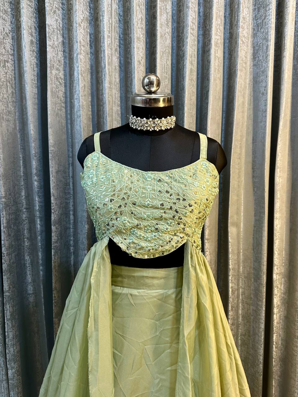 Function Wear Teby Silk Pista Color Lehenga Choli