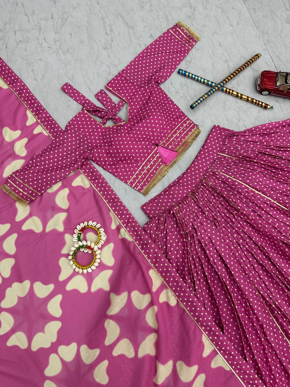 Garba Special Border Work Pink Color Lehenga Choli