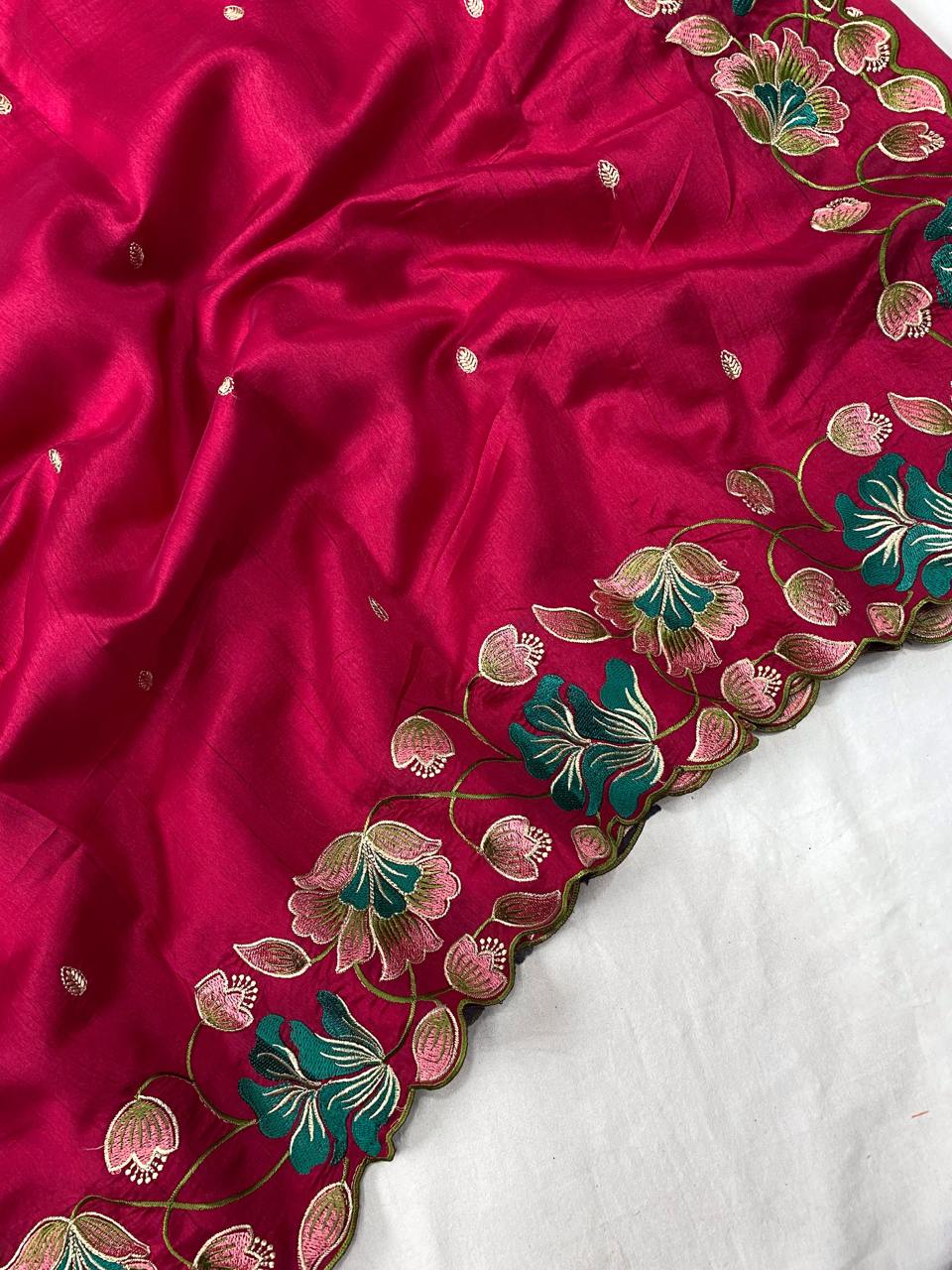 Ravishing Tussar Silk Pink Color Saree