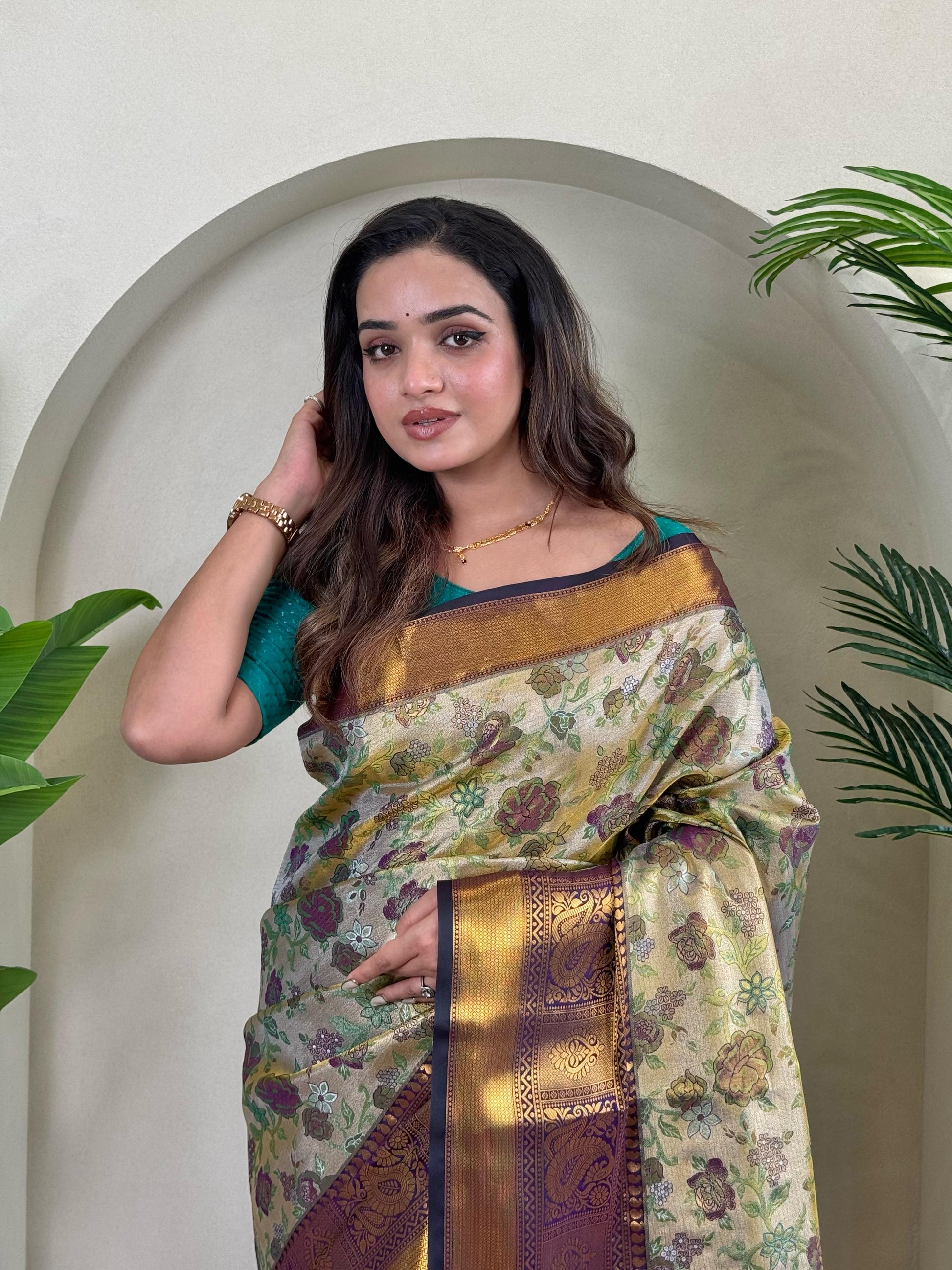 Demanding Kanchipuram Wine Color Saree