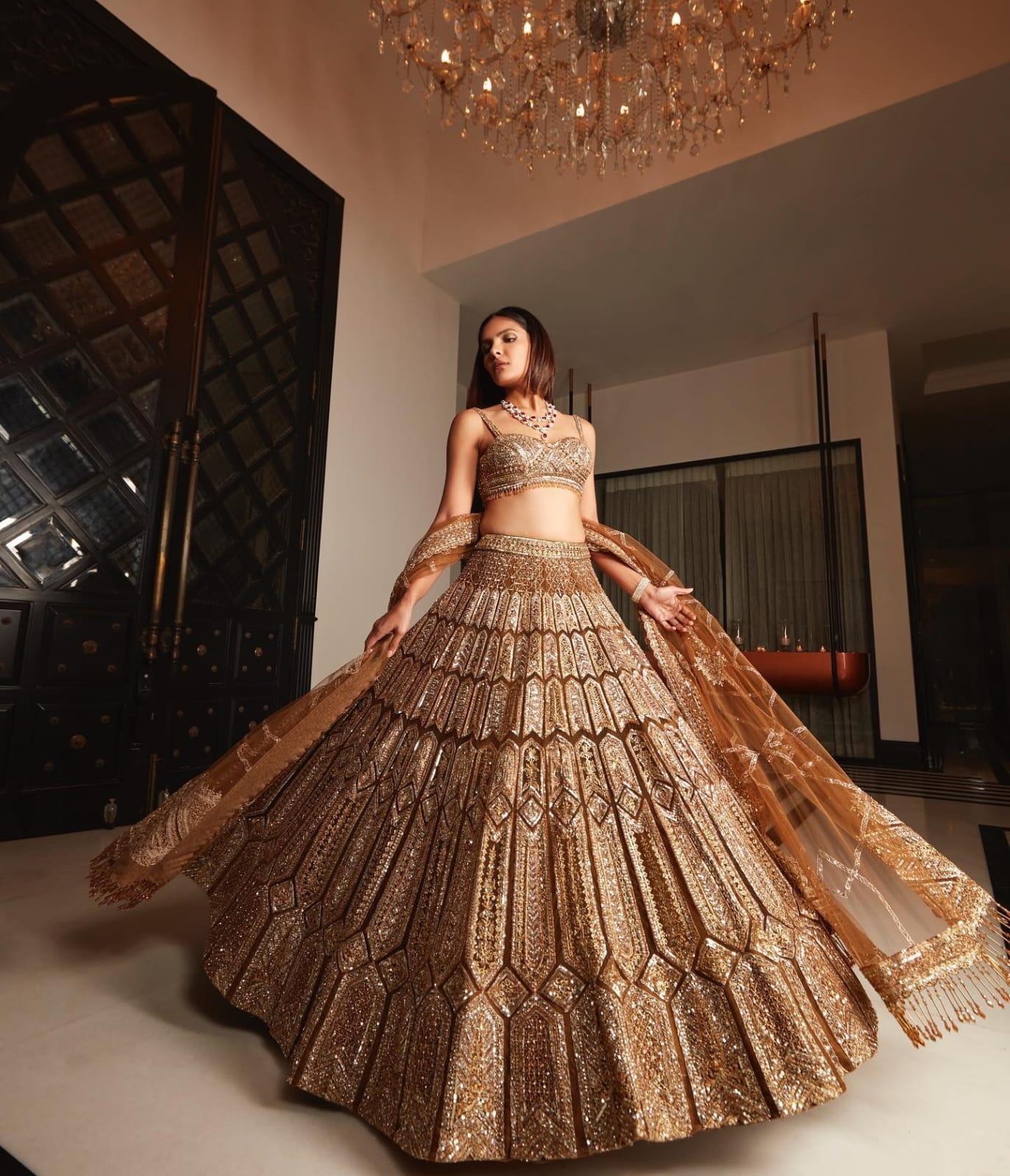Classic Malai Silk Brown Color Bridal Lehenga Choli