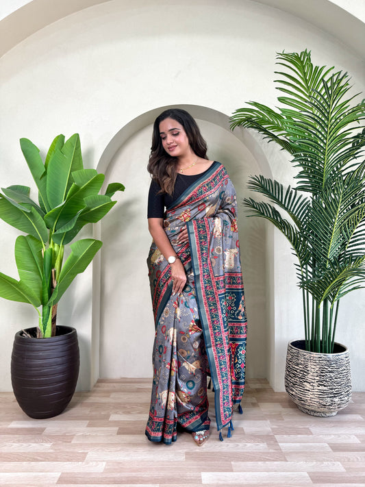 Glorious Dola Viscose Grey Color Saree