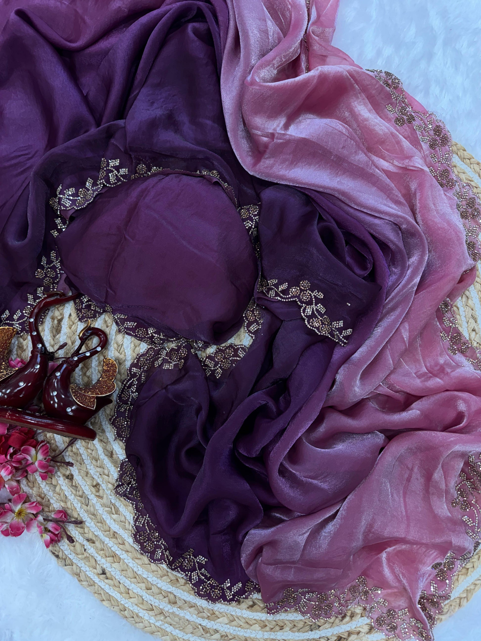 Double Shaded Lavender And Purple Color Silk Saree