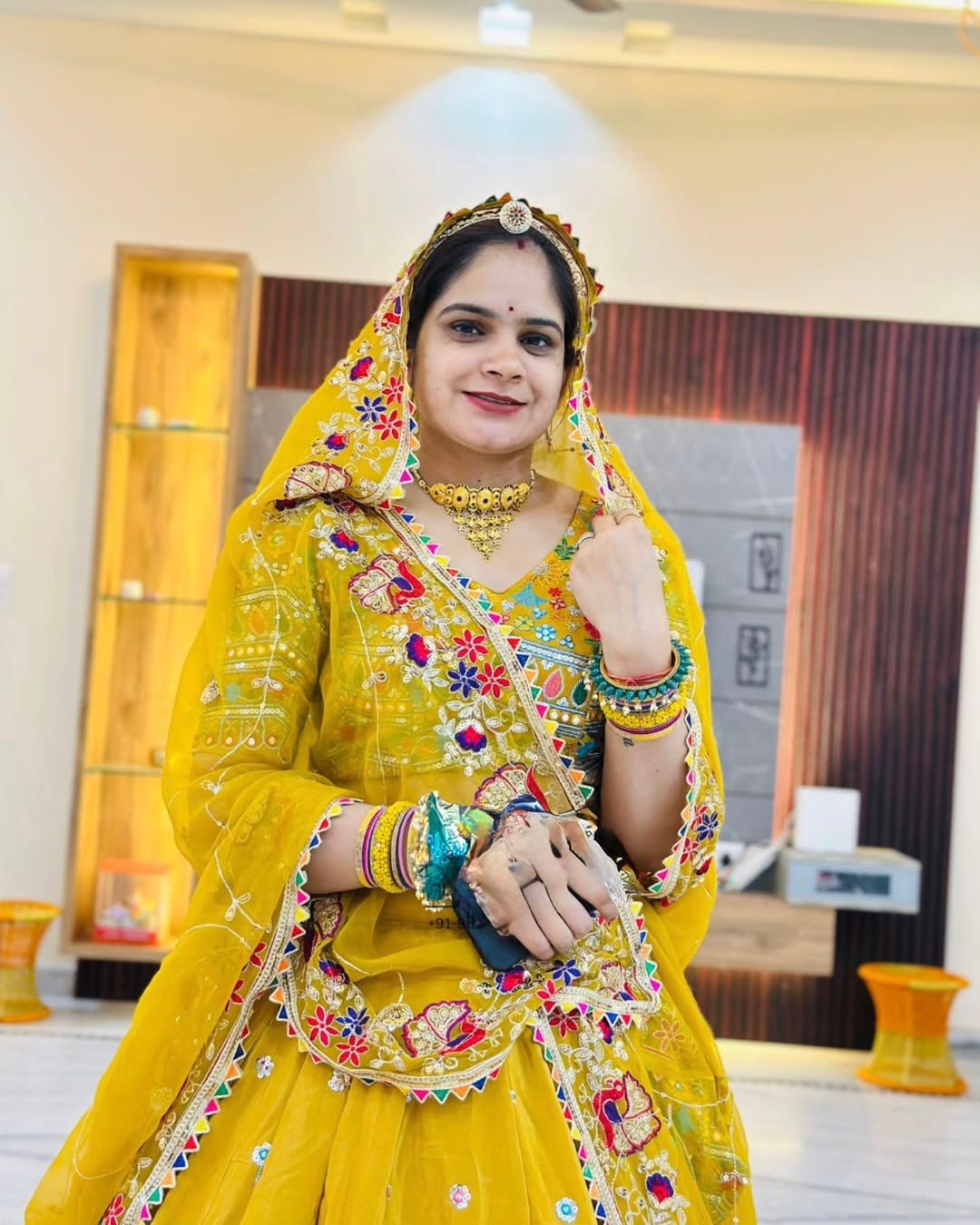 Multi Thread Work Georgette Mustard Color Lehenga Choli