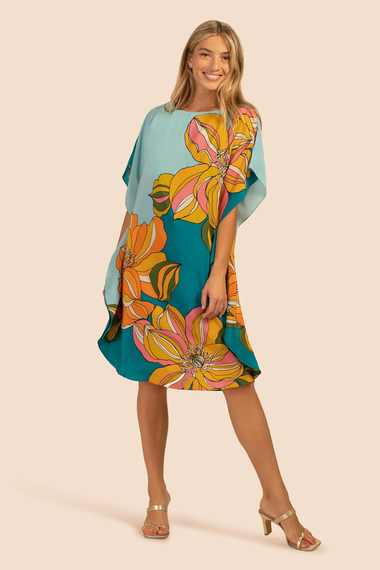 Silk Crepe Floral Print Tunic Top