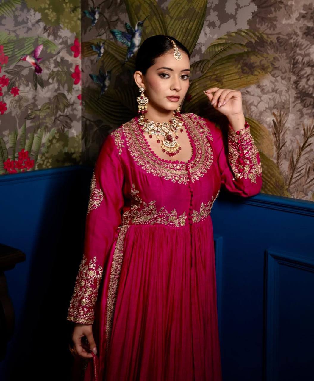 Roman Silk Sequence Work Pink Color Gown With Dupatta