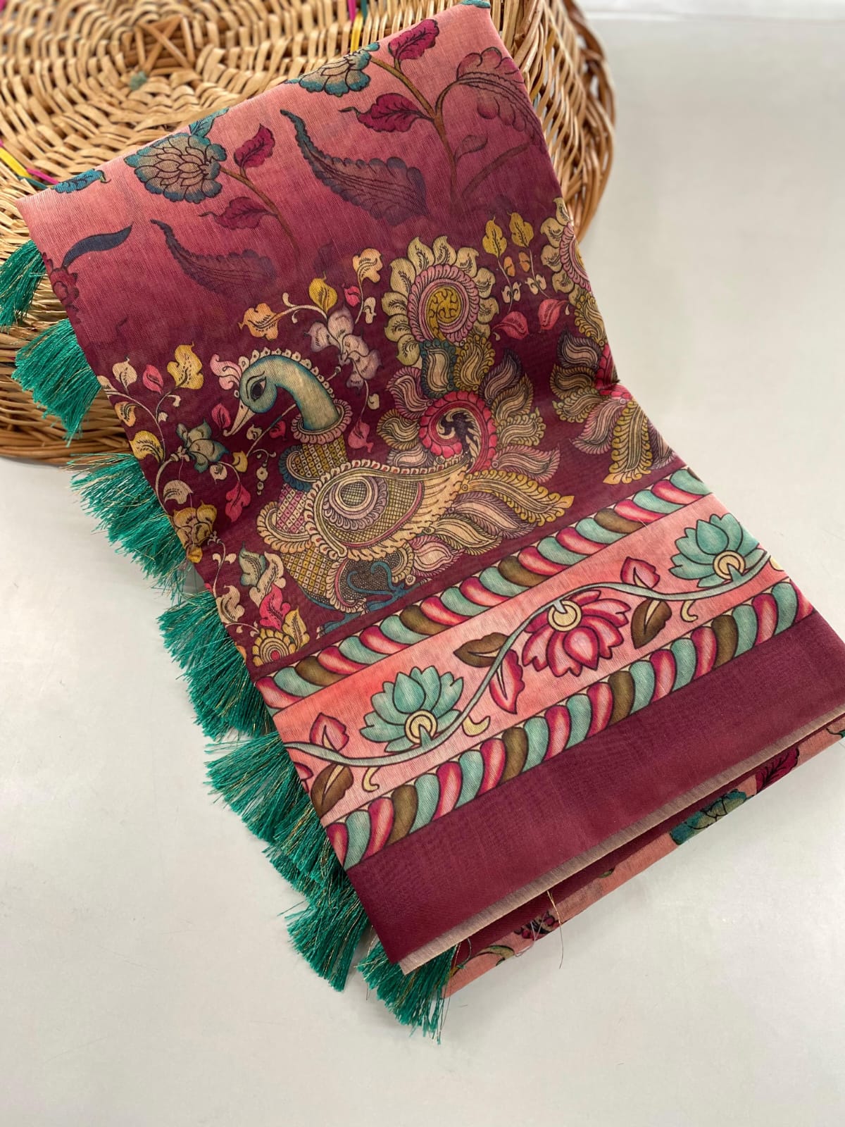 Presenting Digital Print Maroon Color Saree