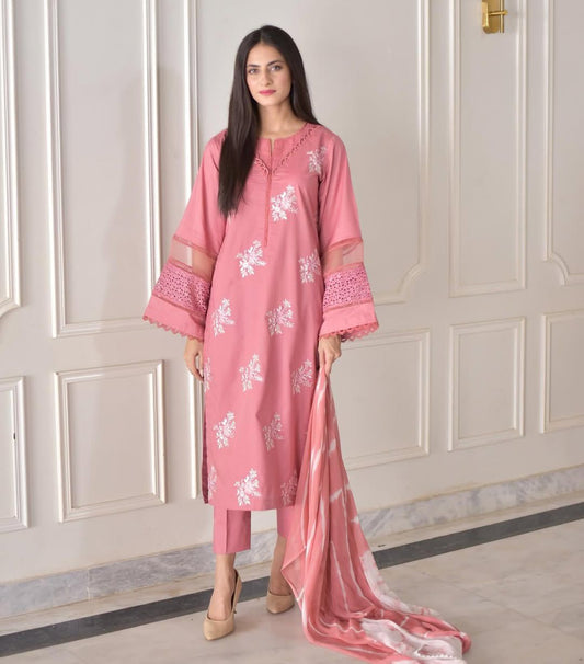 Classy Roman Silk Pink Color Salwar Suit