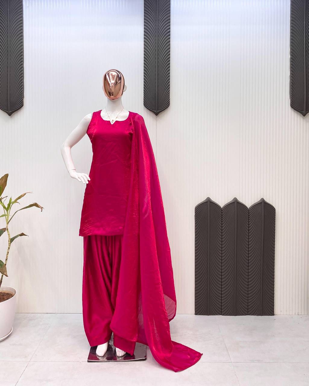 Fendi Silk Pink Color Patiala Style Salwar Suit