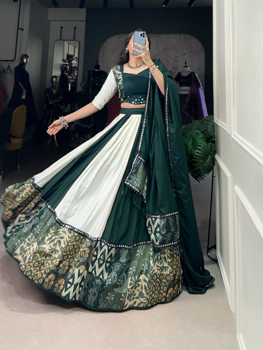 Fabulous Green Color Pure Rayon Lehenga Choli