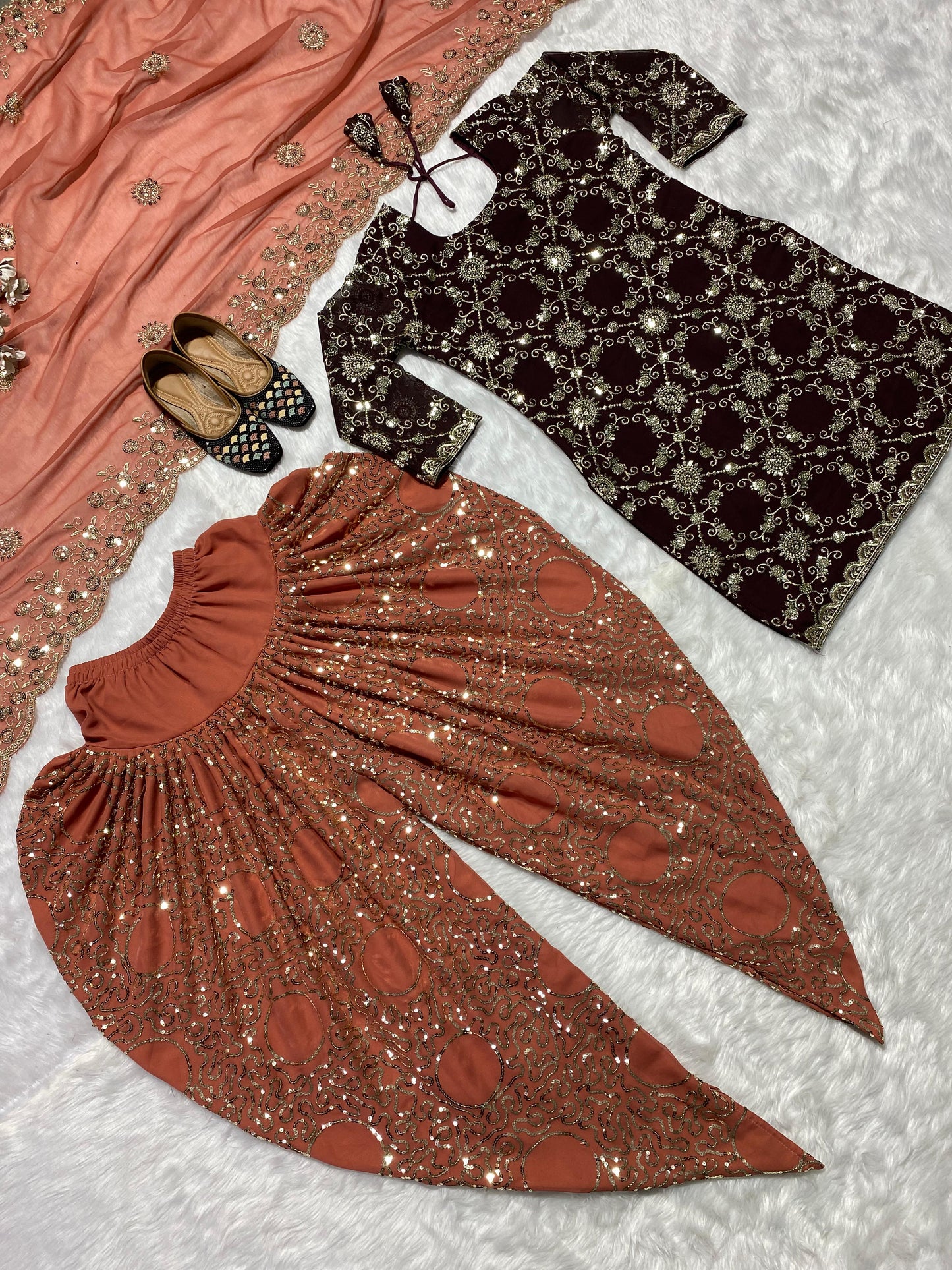 Punjabi Style Sequence Work Black Color Dhoti Suit