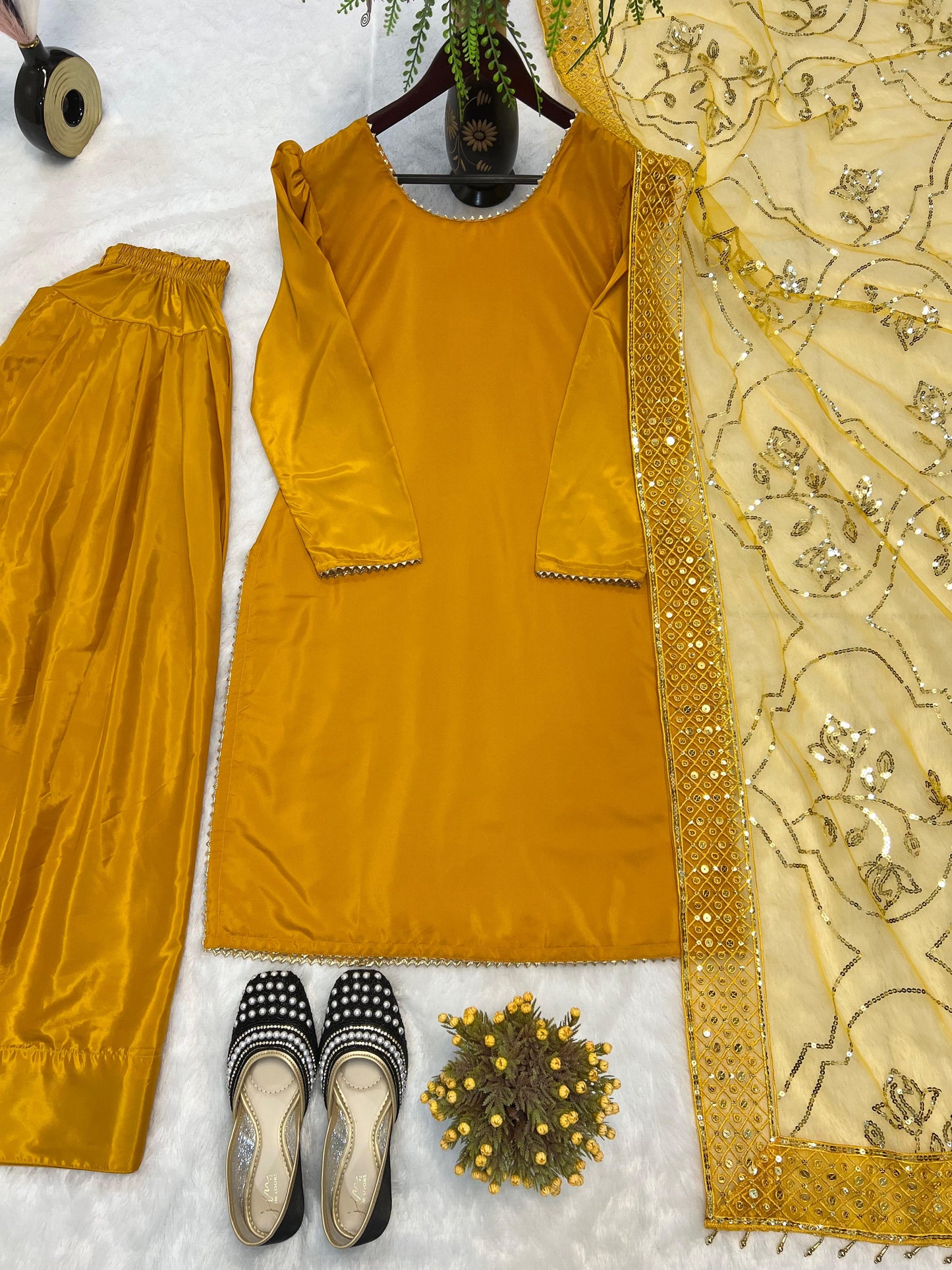 Gorgeous Mustard Color Farshi Salwar Suit