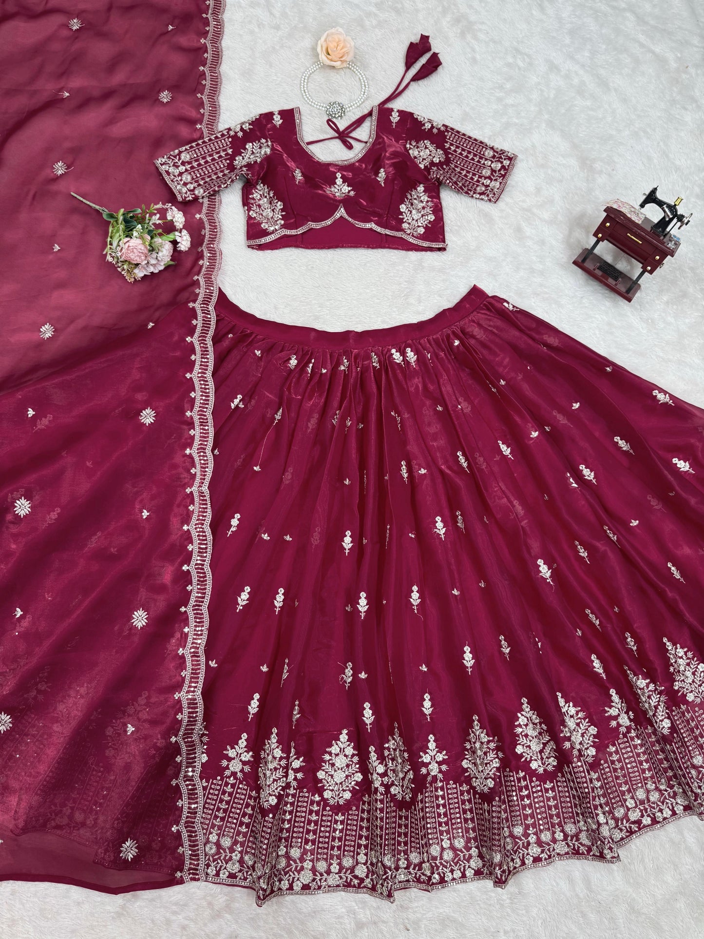 Function Wear Heavy Work Maroon Color Lehenga Choli