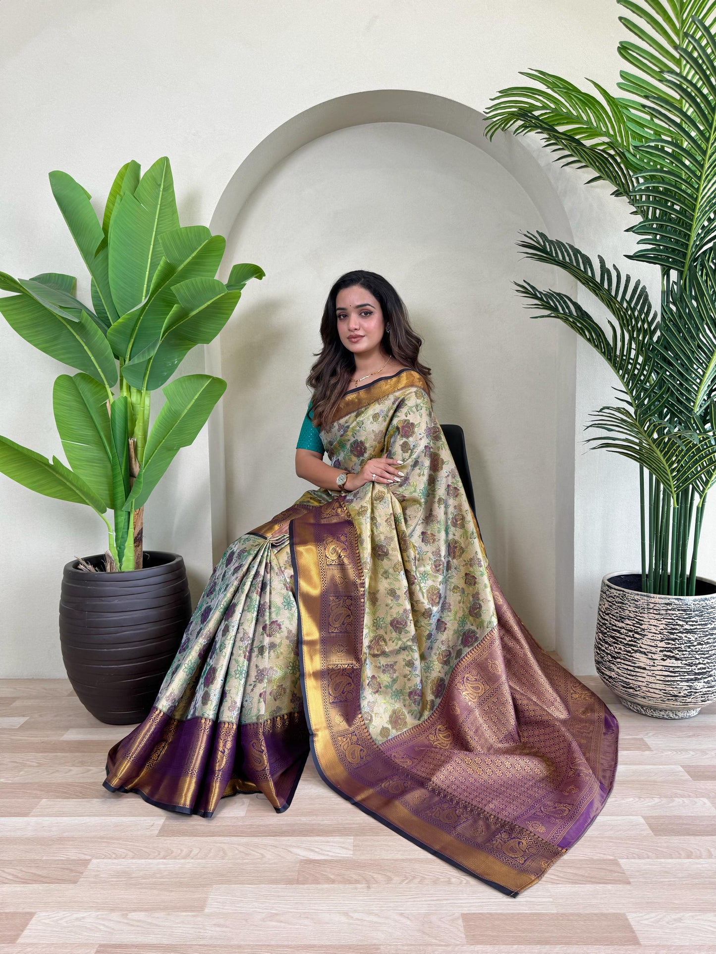 Demanding Kanchipuram Wine Color Saree