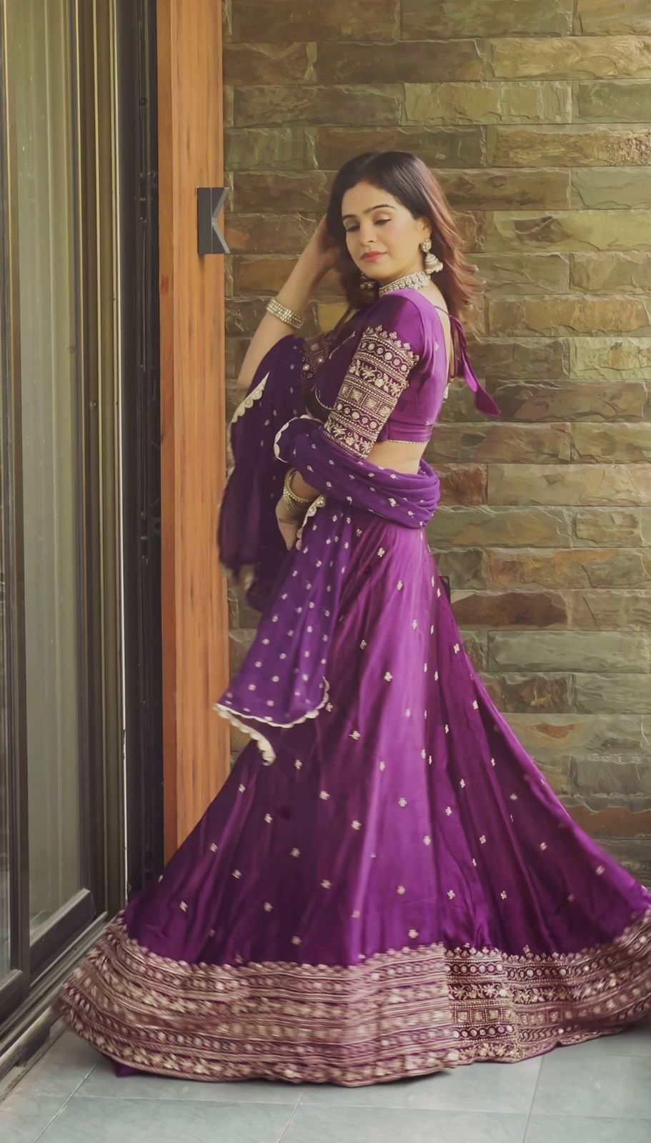 Satin Silk Sequence Work Purple Color Lehenga Choli