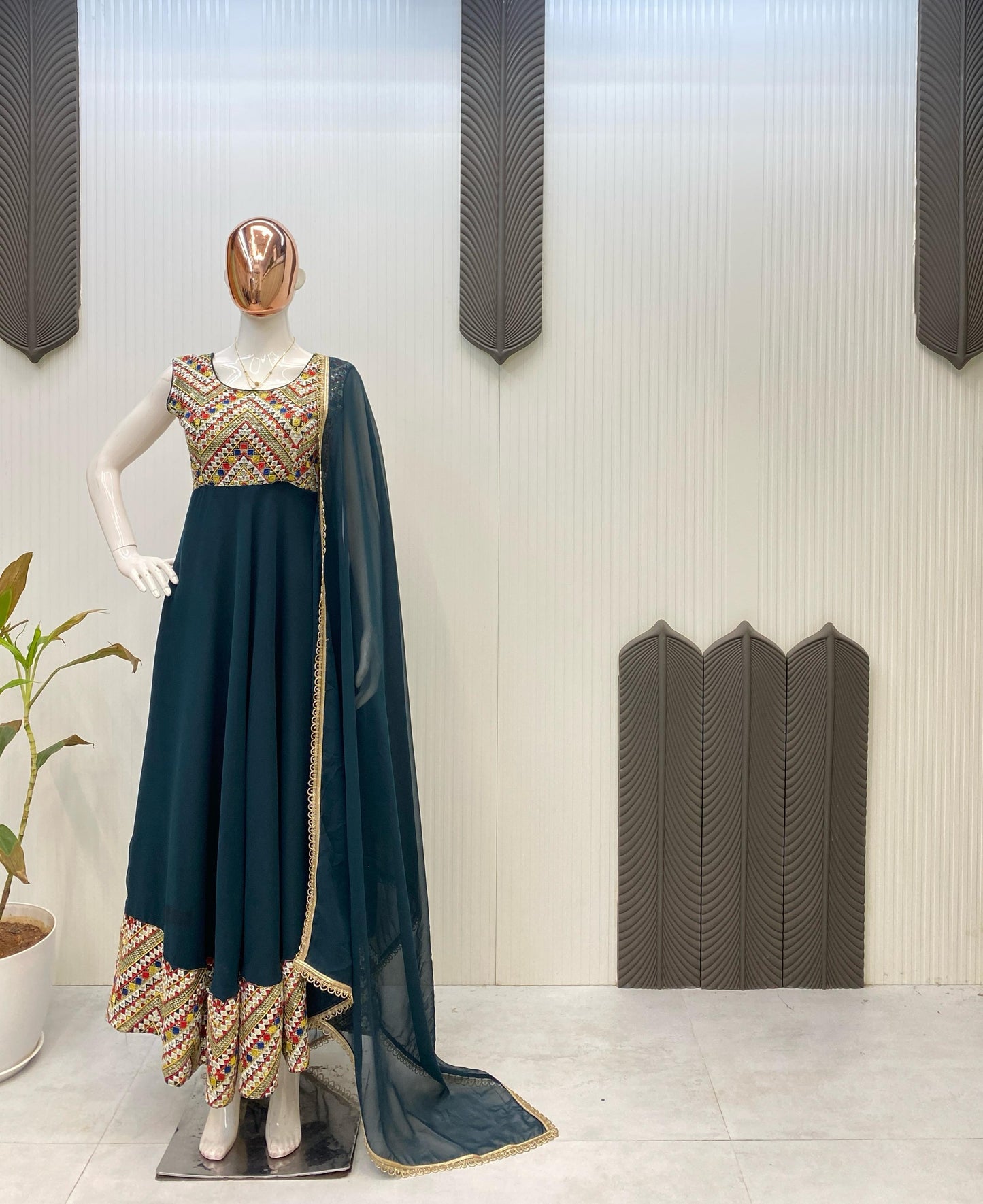 Wonderful Sequence Work Green Color Gown