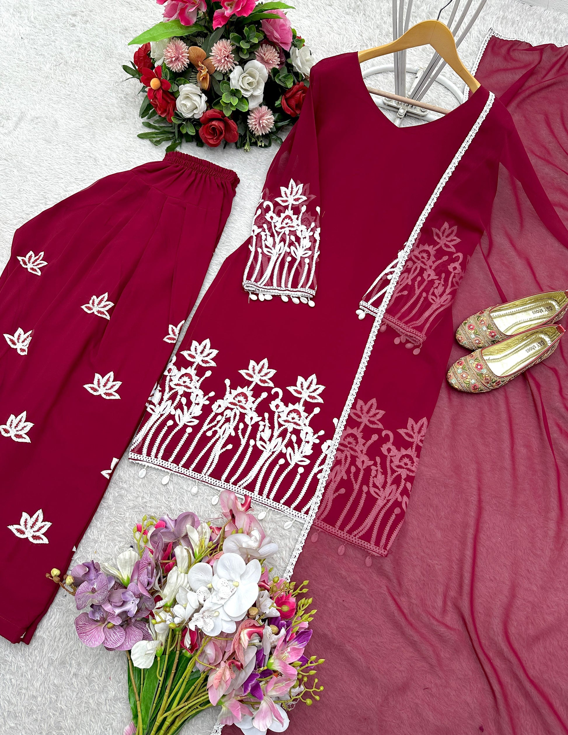 Glorious Thread Work Maroon Color Salwar Suit