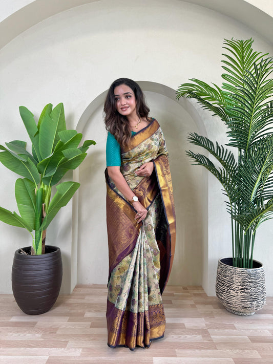 Demanding Kanchipuram Wine Color Saree