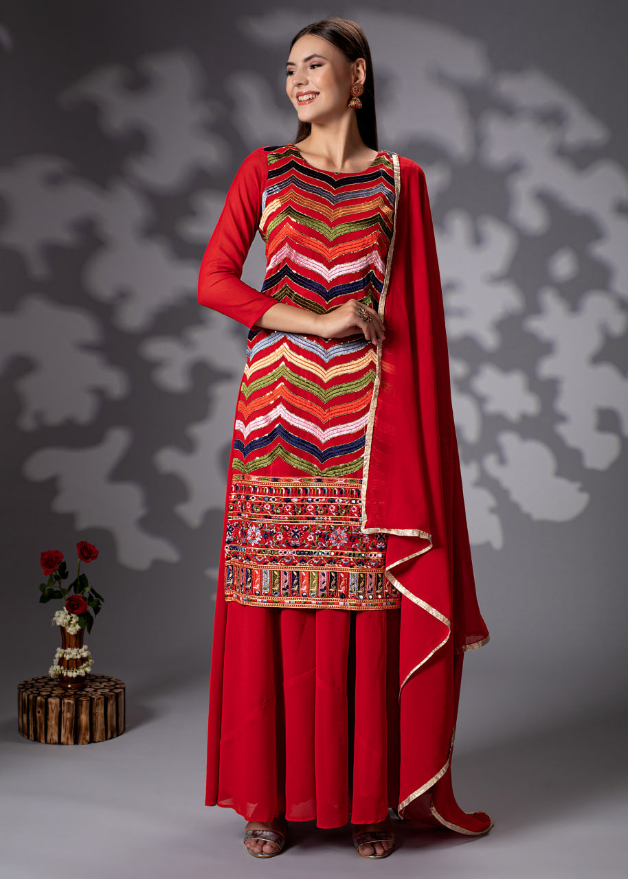 RED-COLOR-AMAZING-HEAVY-DESIGNER-SHARARA