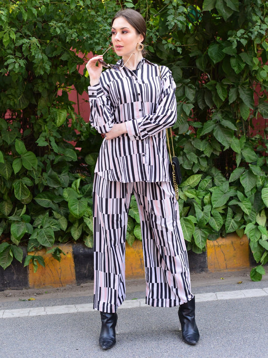 Colorblock Geometric  Print Two Piece Set