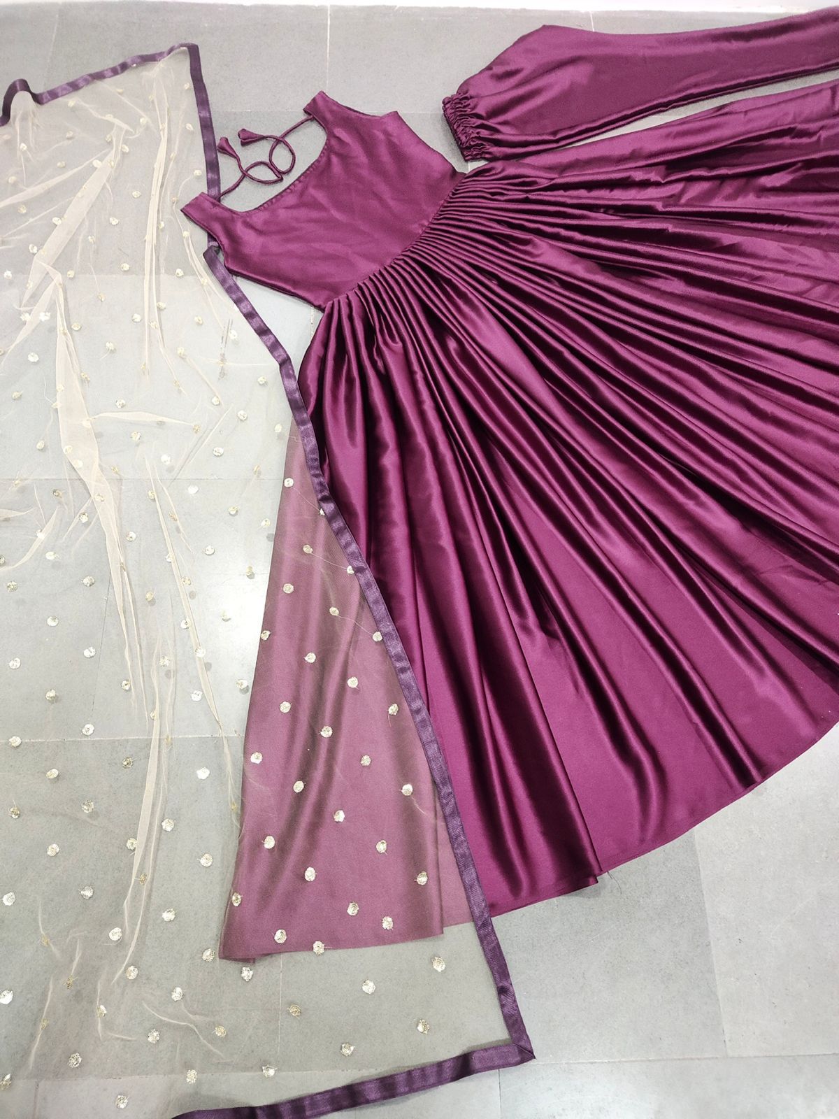 Stylish Hevvy Japan Silk Wine Color Gown