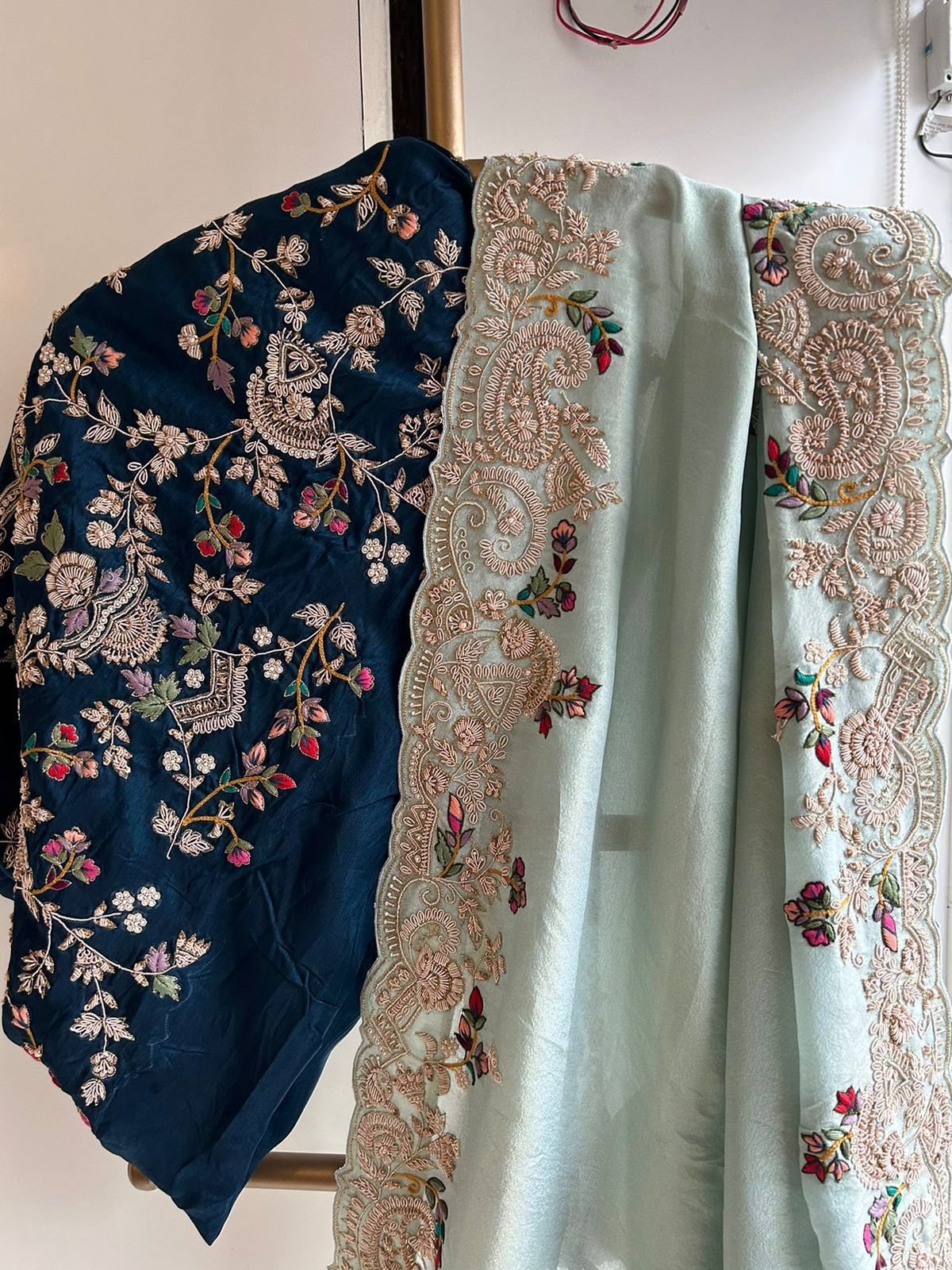 Amazing  Piasta Color Chinon Silk Embroidery Work Saree