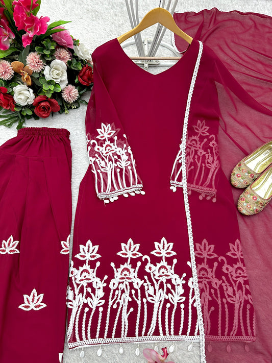 Glorious Thread Work Maroon Color Salwar Suit