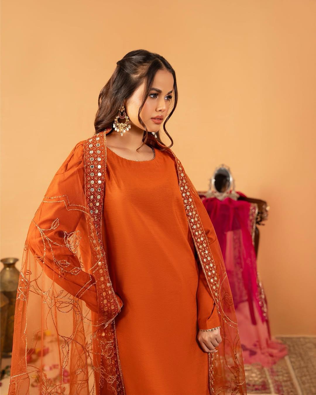 Gorgeous Orange Color Farshi Salwar Suit