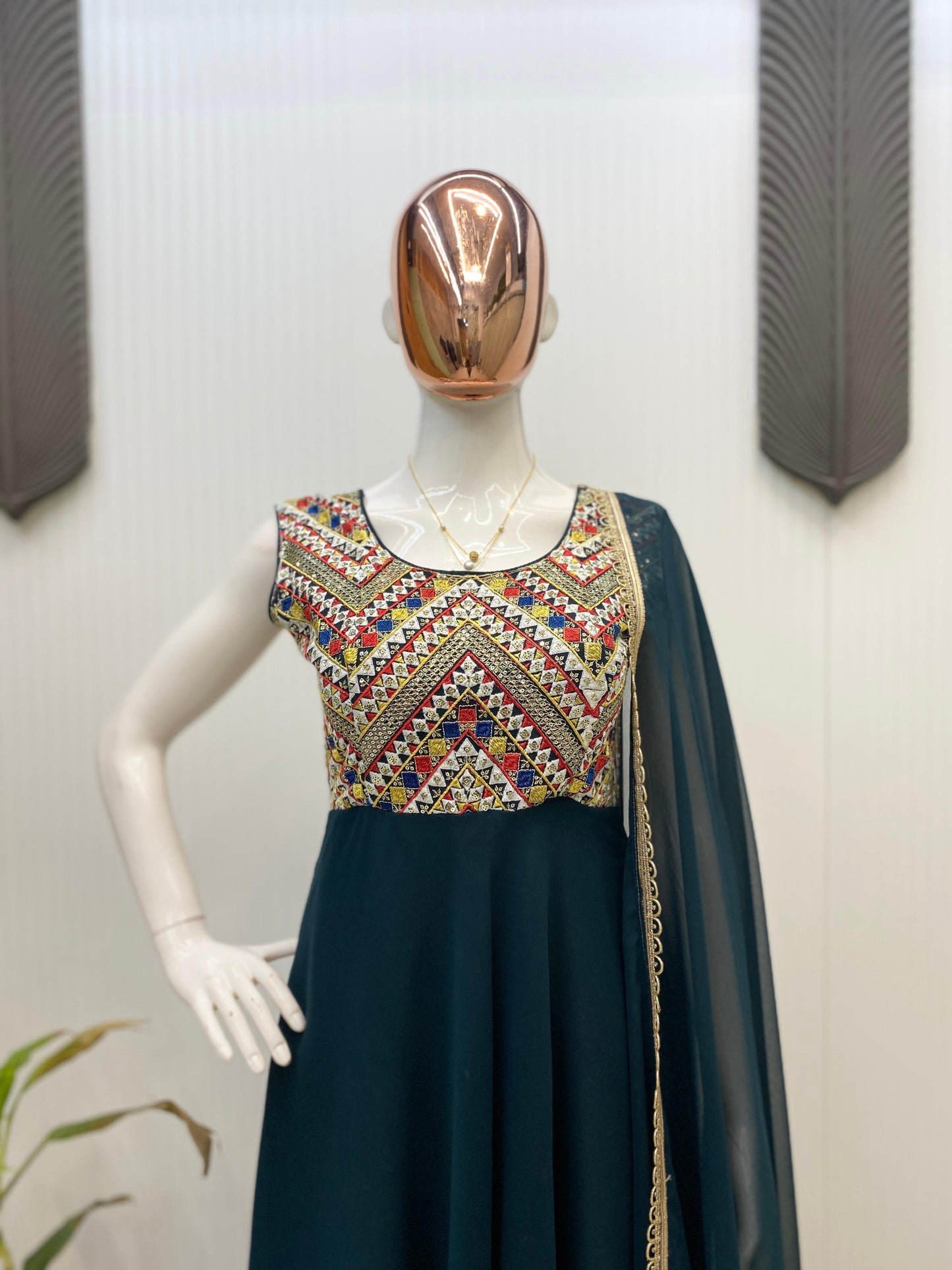 Wonderful Sequence Work Green Color Gown