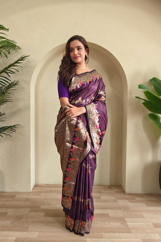 Traditional Wear Wine Color Silk Saree