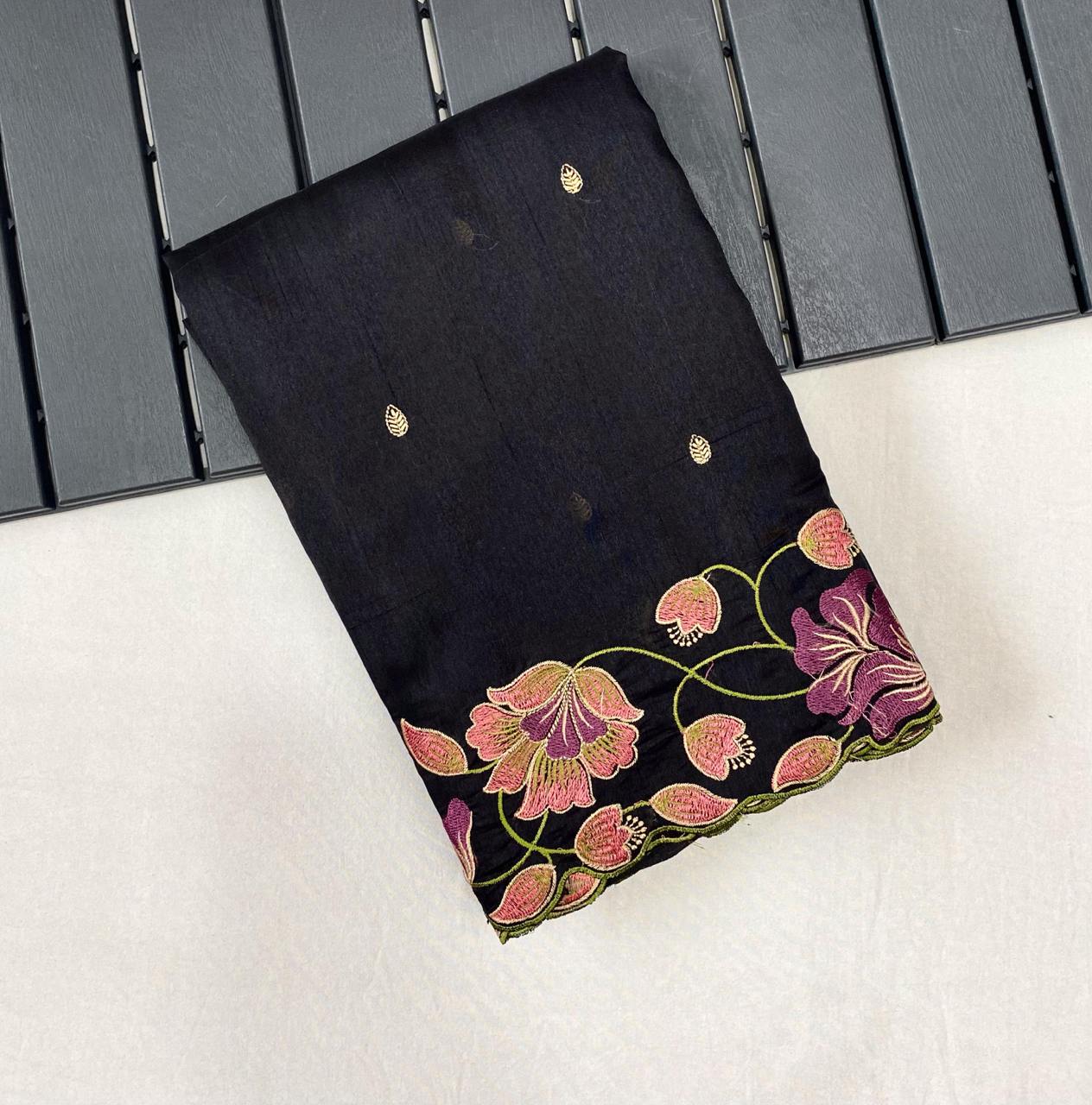 Ravishing Tussar Silk Black Color Saree