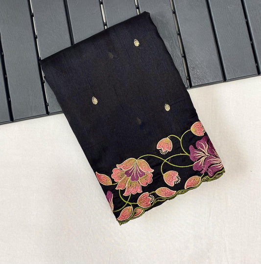 Ravishing Tussar Silk Black Color Saree