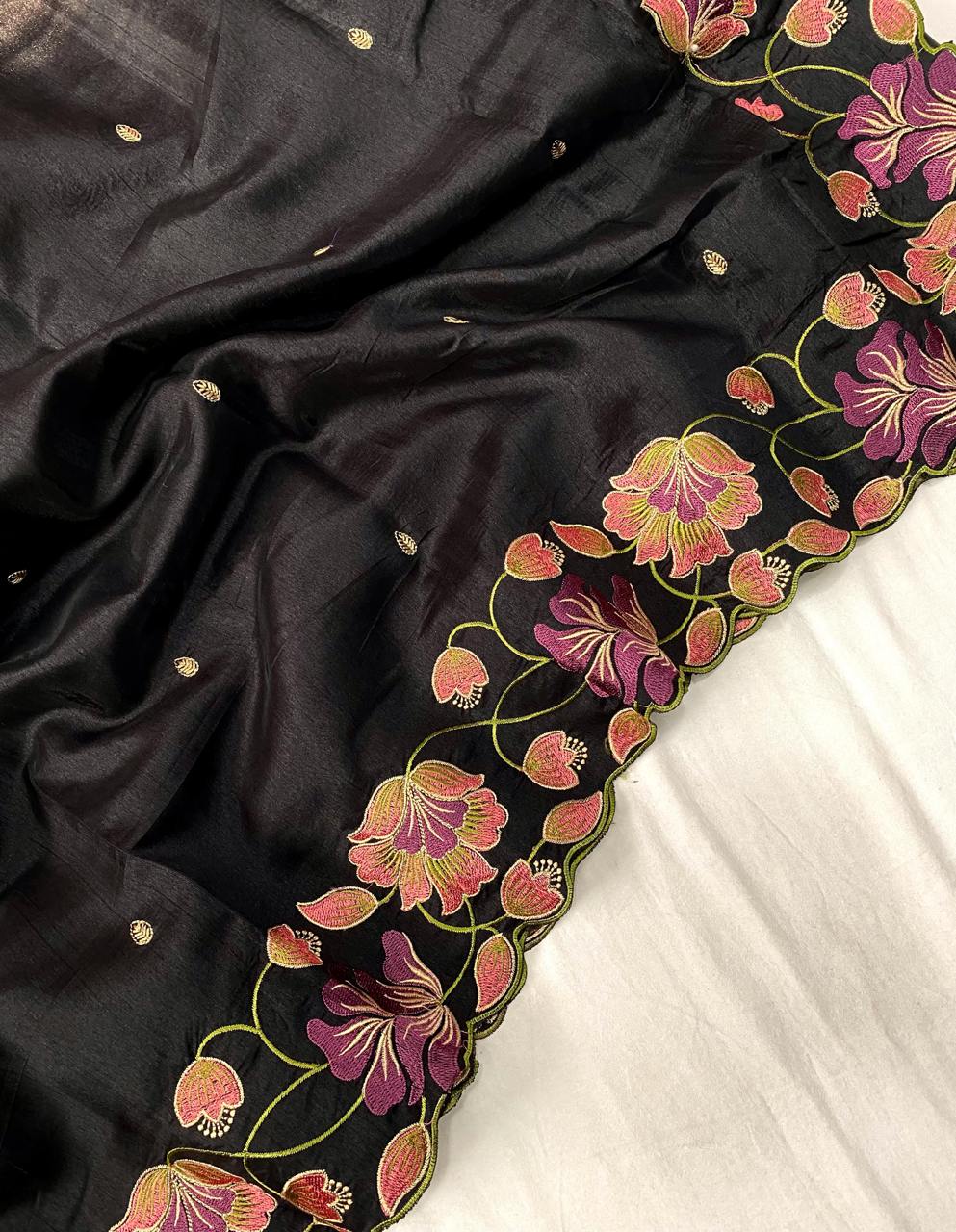 Ravishing Tussar Silk Black Color Saree